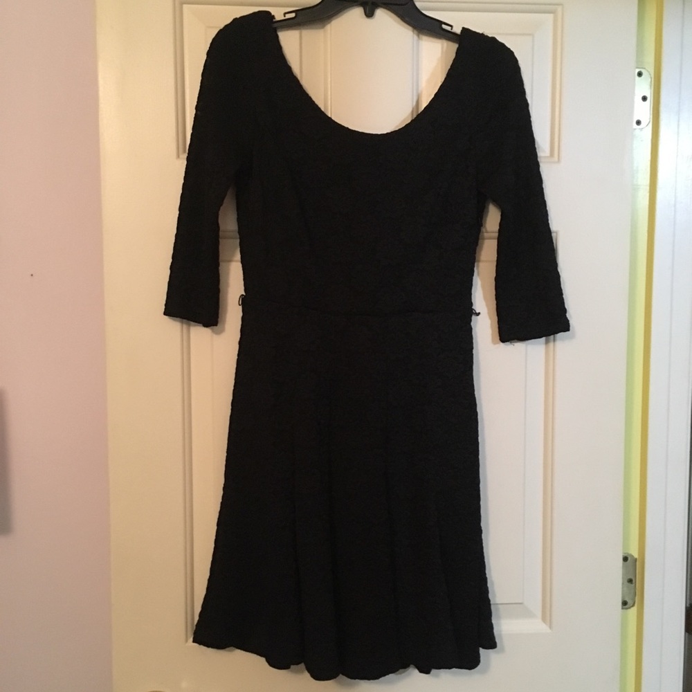 4/$10 - WHBM 3/4 Sleeves Black Lace Skater Dress